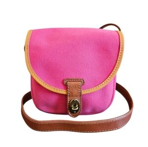 Fossil Austin  Pink Flap Canvas & Leather Turn-Lock Crossbosy Bag